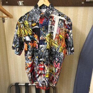 RYLL & CO. Men's Silk Shirt Button Down Anime Saint Seiya Knights Size Large